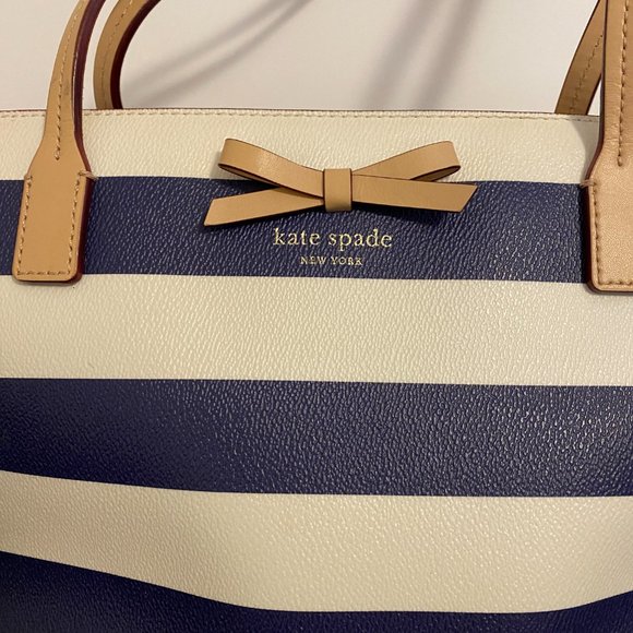Kate Spade Tote Margareta Sawyer Street Blue and Ivory Stripe - Picture 2 of 9